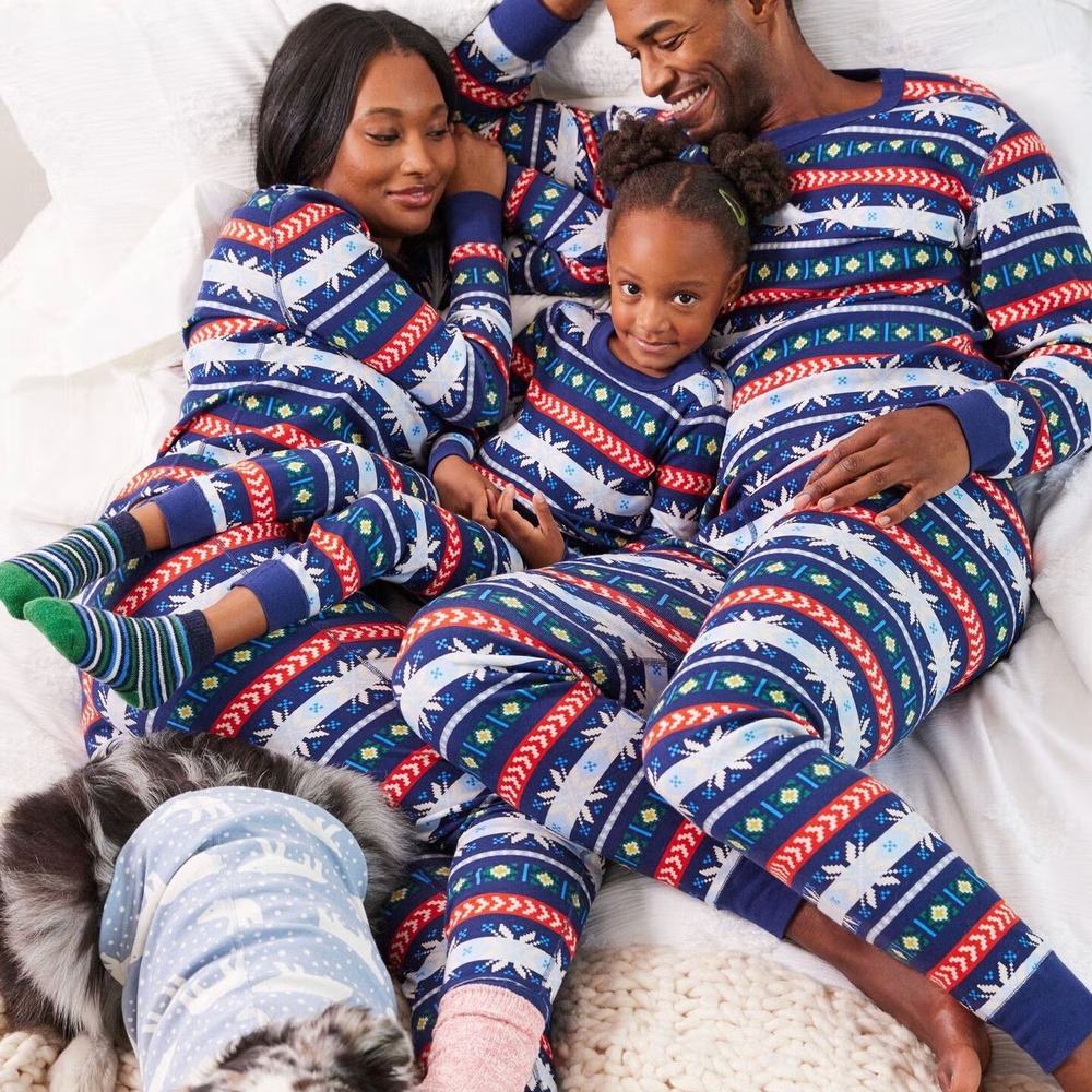 Hanna Andersson Women's Long John Pajama‎ Set Small Fair Isle Organic Cotton EUC